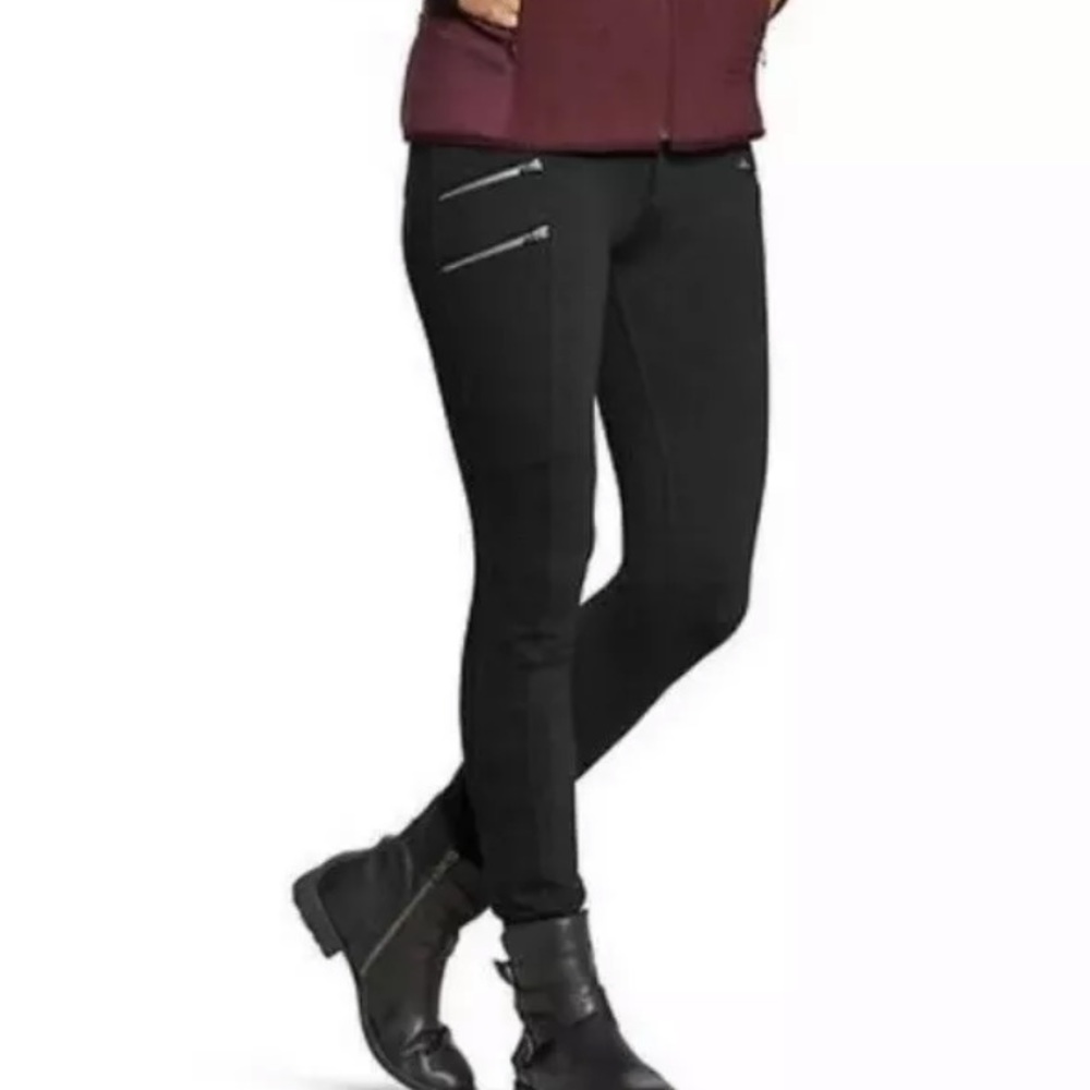 Athleta Black Leggings with Zipper Detail